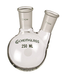 Side Necks Angled Kimble Chase KIMAX 606020-1824 Borosilicate Glass Three-Neck Round Bottom Distilling Flask 2000 ml Capacity